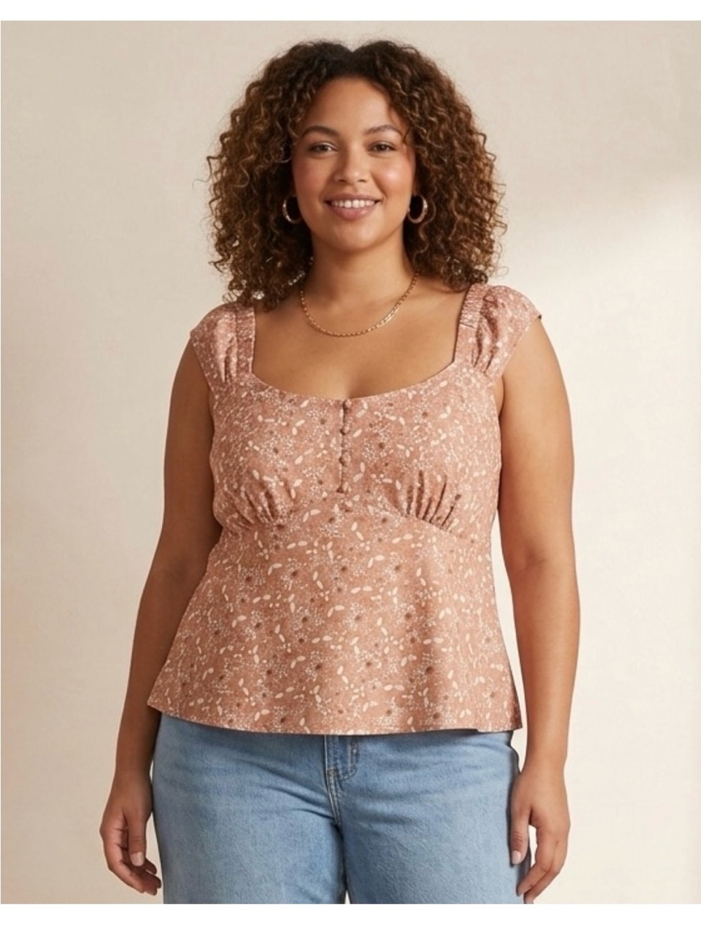 Treasure & Bond Dusty Rose Floral Peplum Camisole ITEM #21